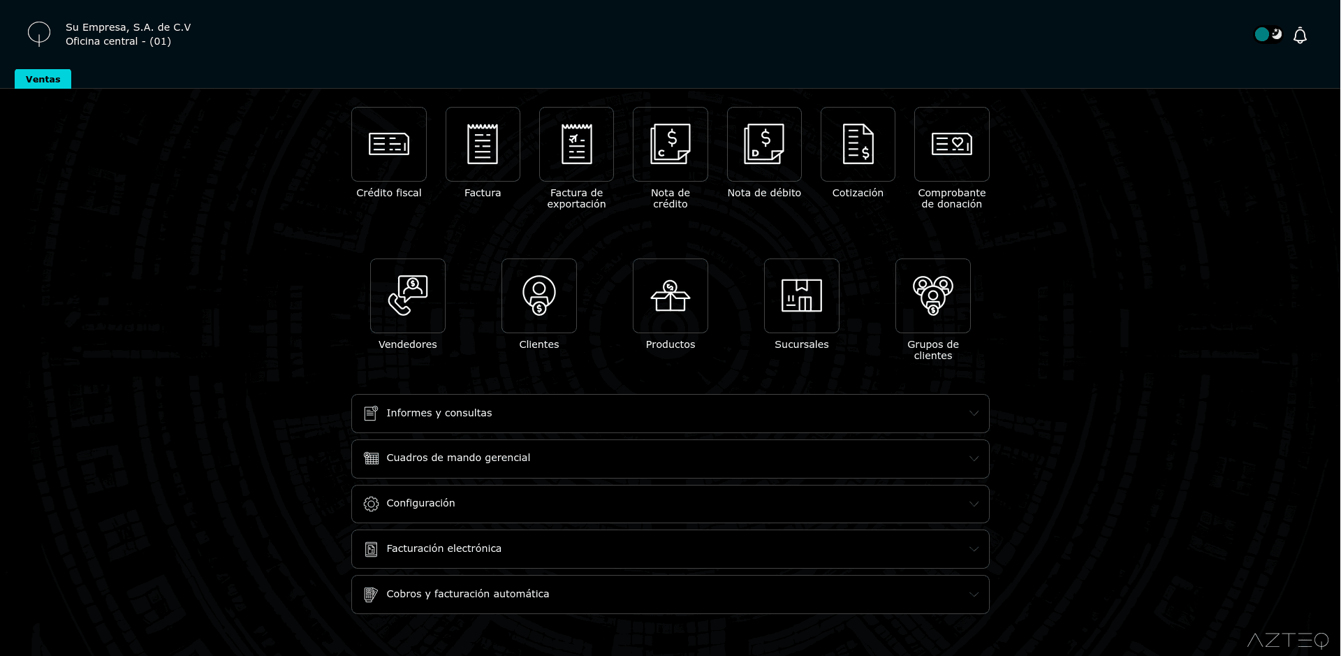 Vista general del módulo de ventas